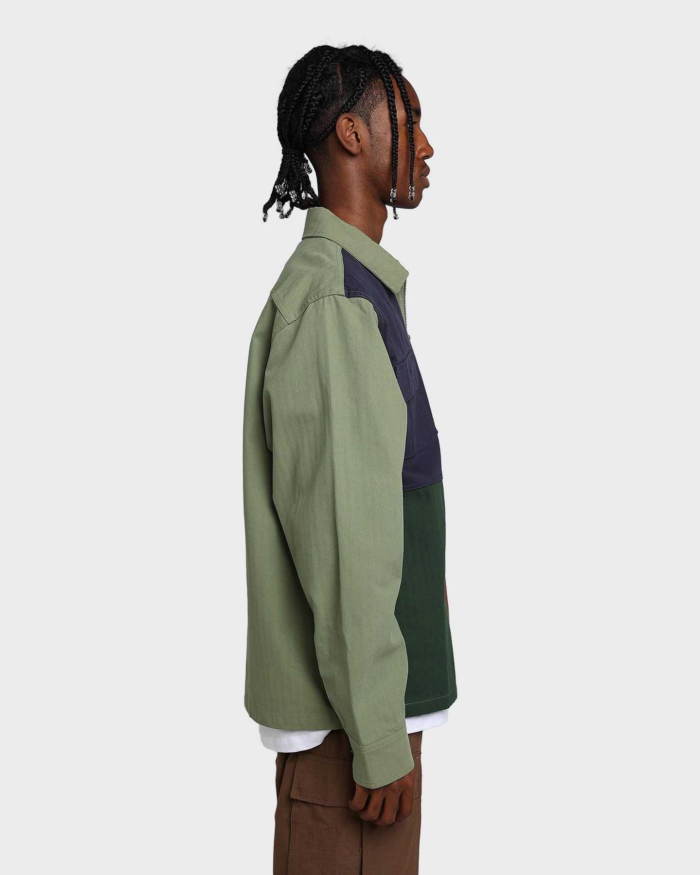HUF Split Zip Work Shirt Olive Functional Fit