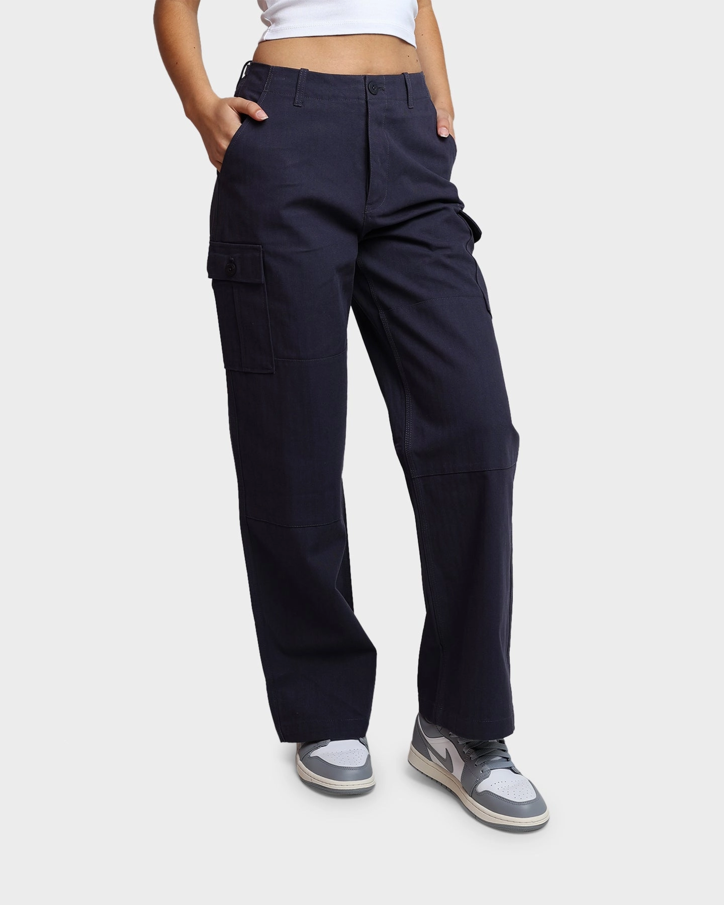 Office Appropriate HUF Women's Double Knee Cargo Pants Navy