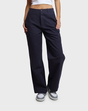 HUF Women's Double Knee Cargo Pants Navy Chilly Weather Wear Seasonal Basic