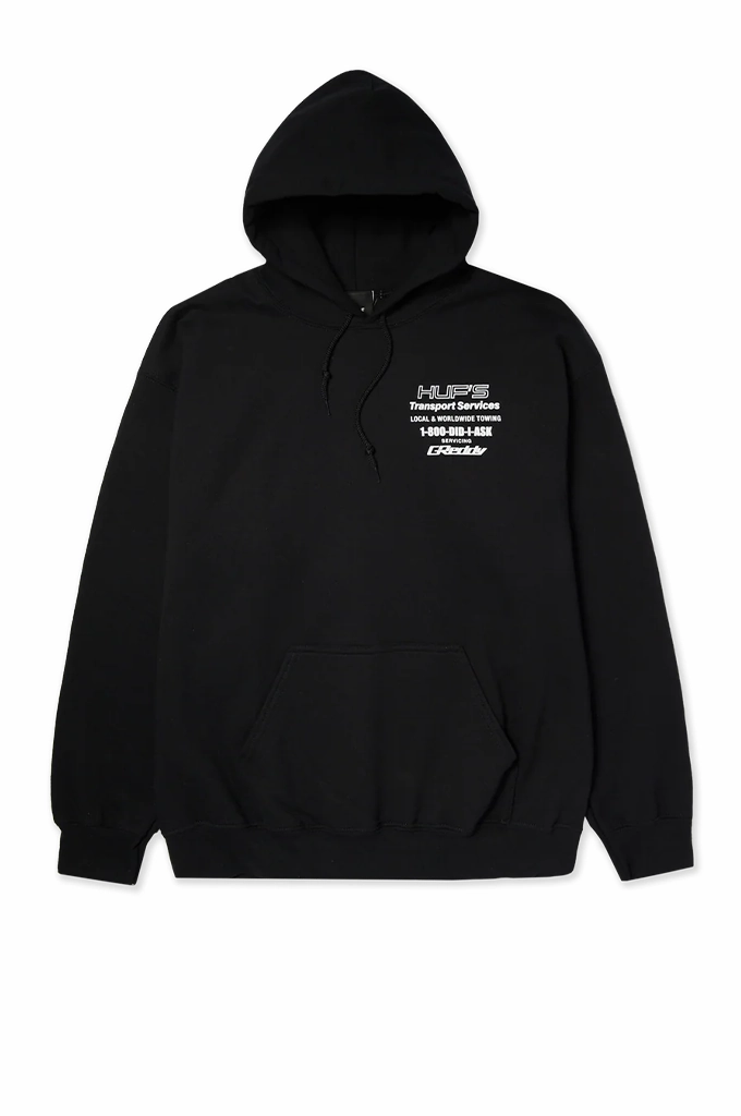 HUF x GReddy Tow Pullover Hoodie Customizable Hem Drawstring professional users TemperatureRegulating Fabric