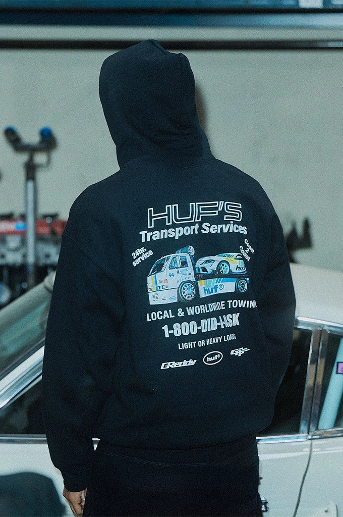 HUF x GReddy Tow Pullover Hoodie Customizable Hem Drawstring suitable for hobbyists suitable for firefighters