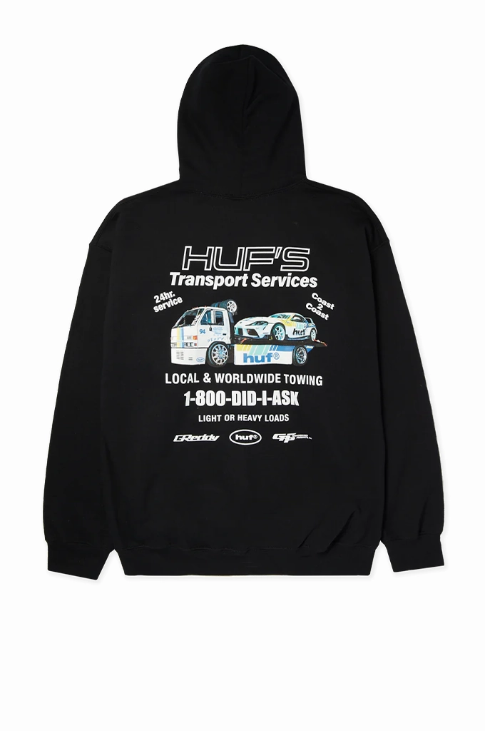 HUF x GReddy Tow Pullover Hoodie Customizable Hem Drawstring noise - reduction test passed