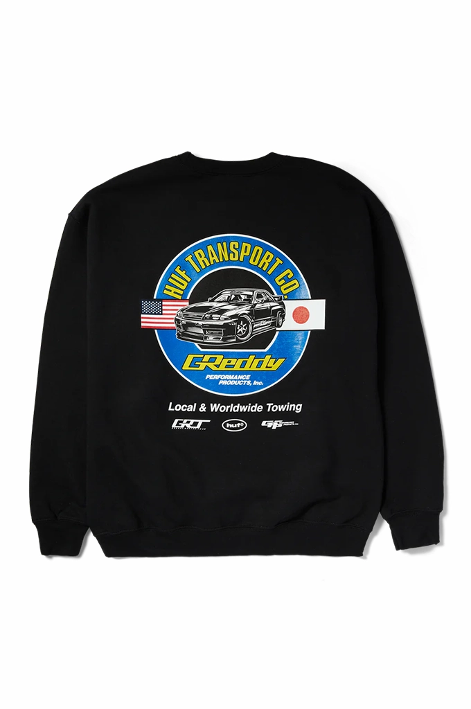 HUF x GReddy Transport Crewneck Sweater Stand Up Collar