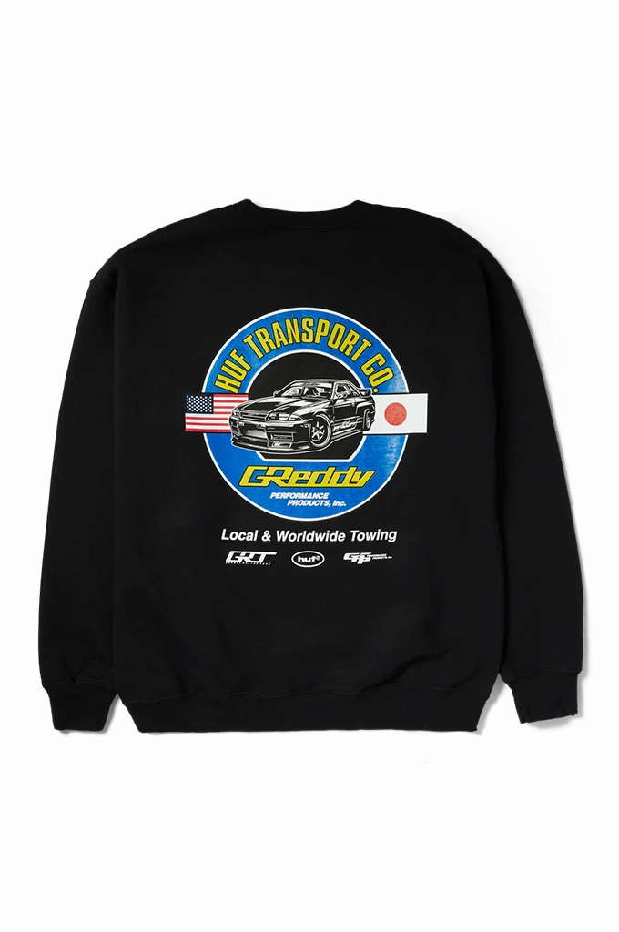 HUF x GReddy Transport Crewneck Sweater fall season
