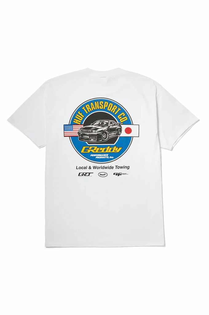 HUF x GReddy Transport Tee athletic style Stone Wash Process