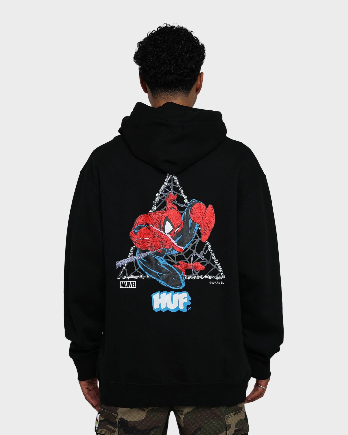 HUF X Marvel Thwip Triangle Pullover Hoodie Black photographers Rain Comfort
