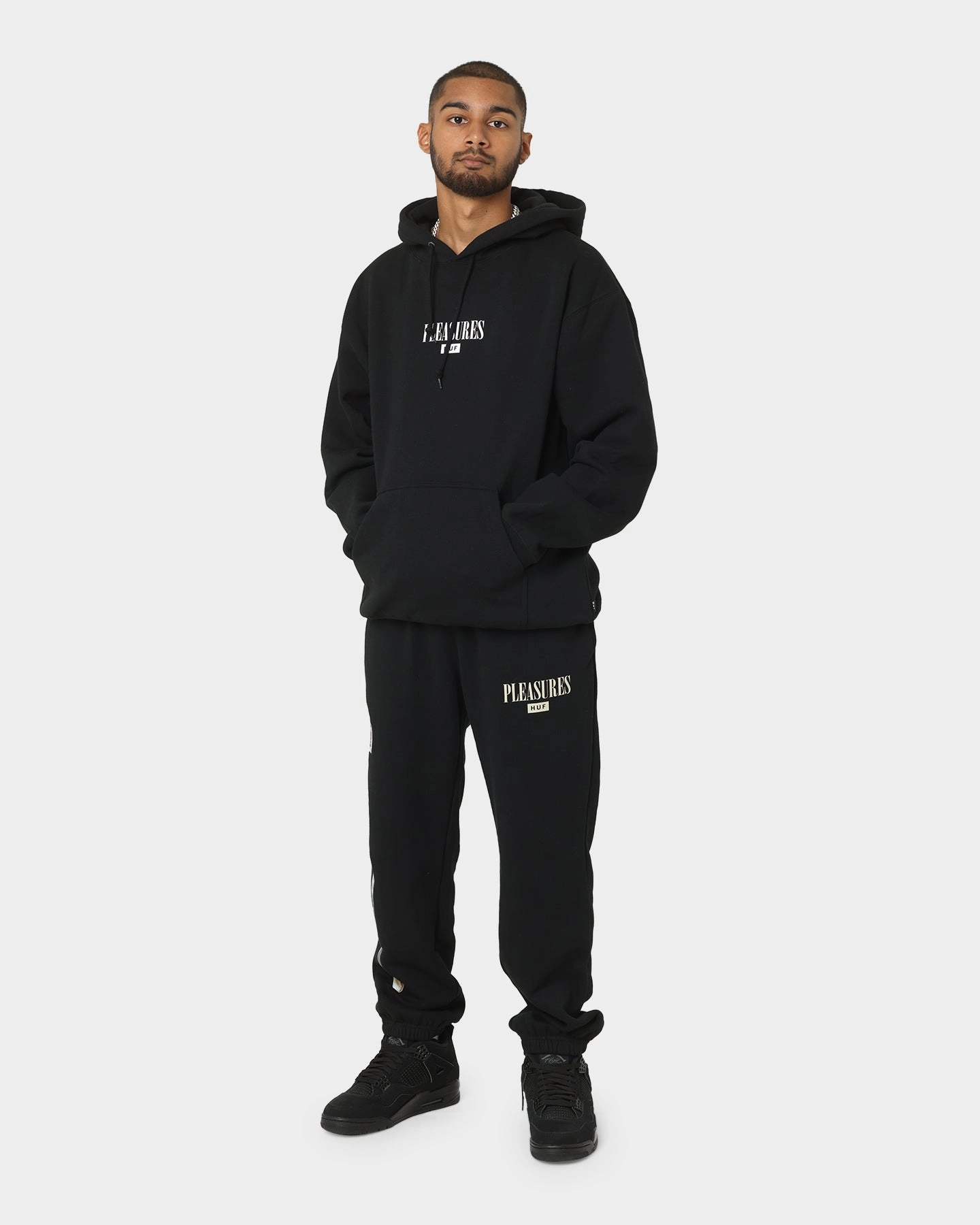 HUF X Pleasures Beetle Pullover Hoodie Black Sticker
