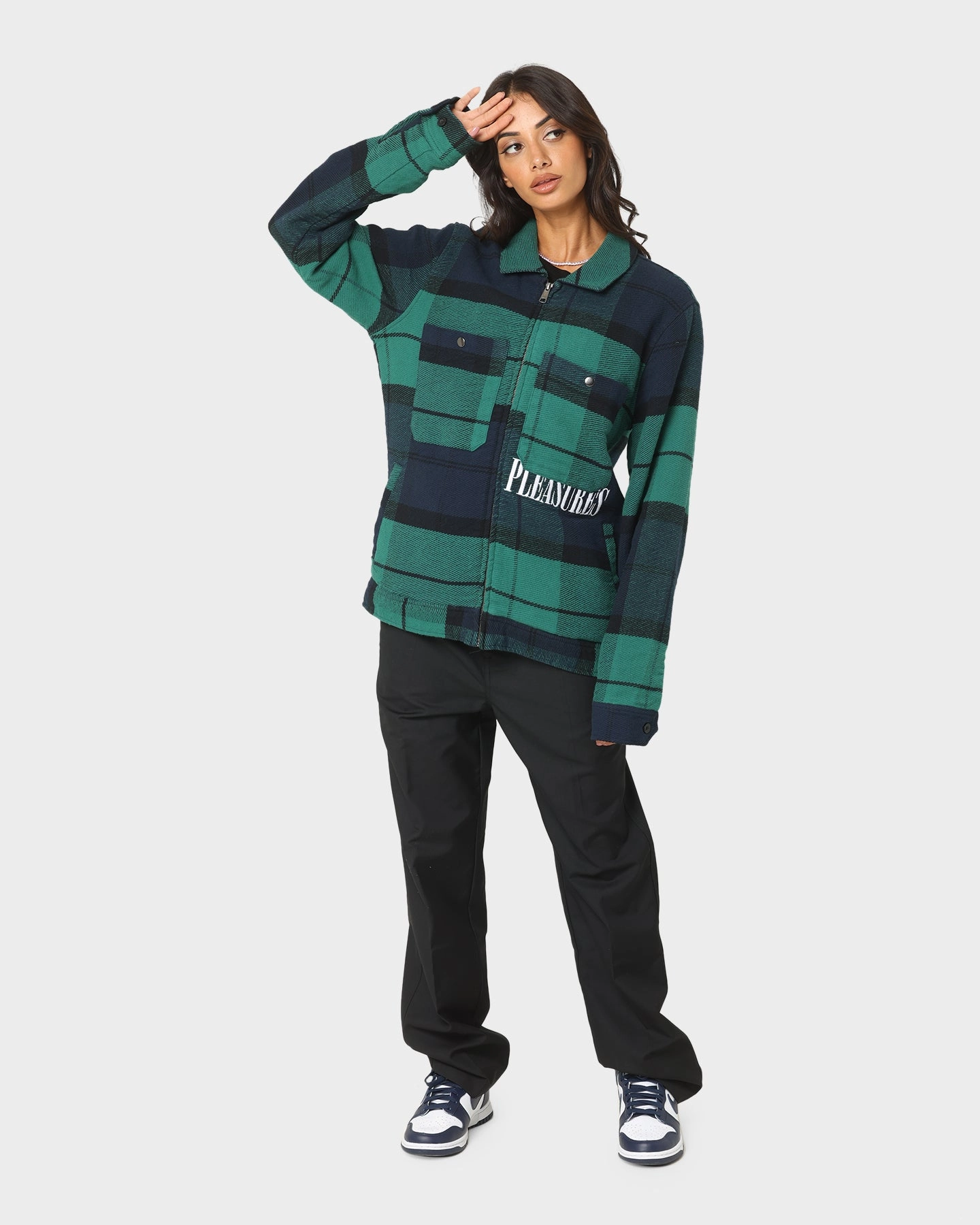 Fashionable Outdoor Ready HUF X Pleasures Blackwatch Work Jacket Navy