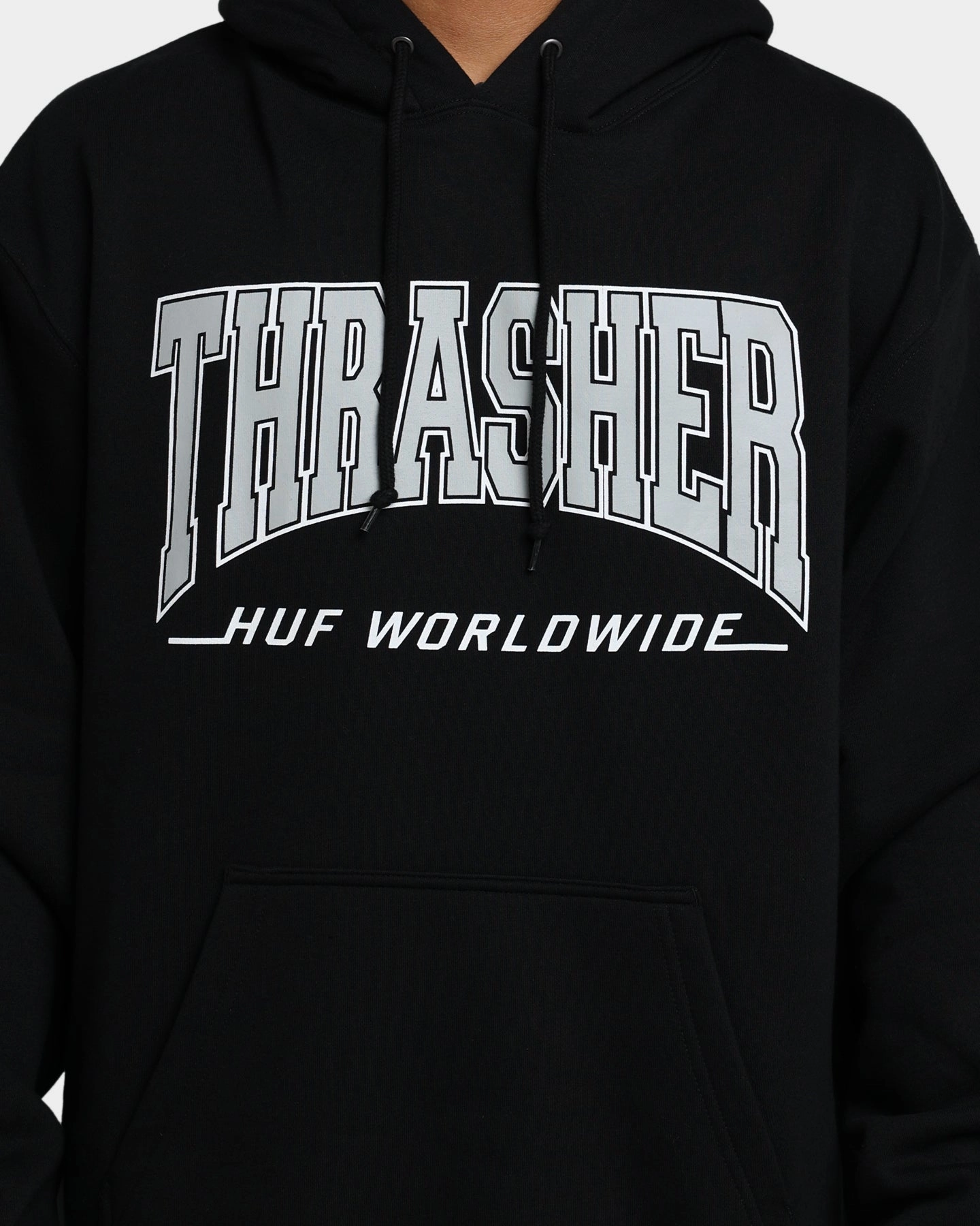 Slimming HUF X Thrasher Bayview Pullover Hoodie Black