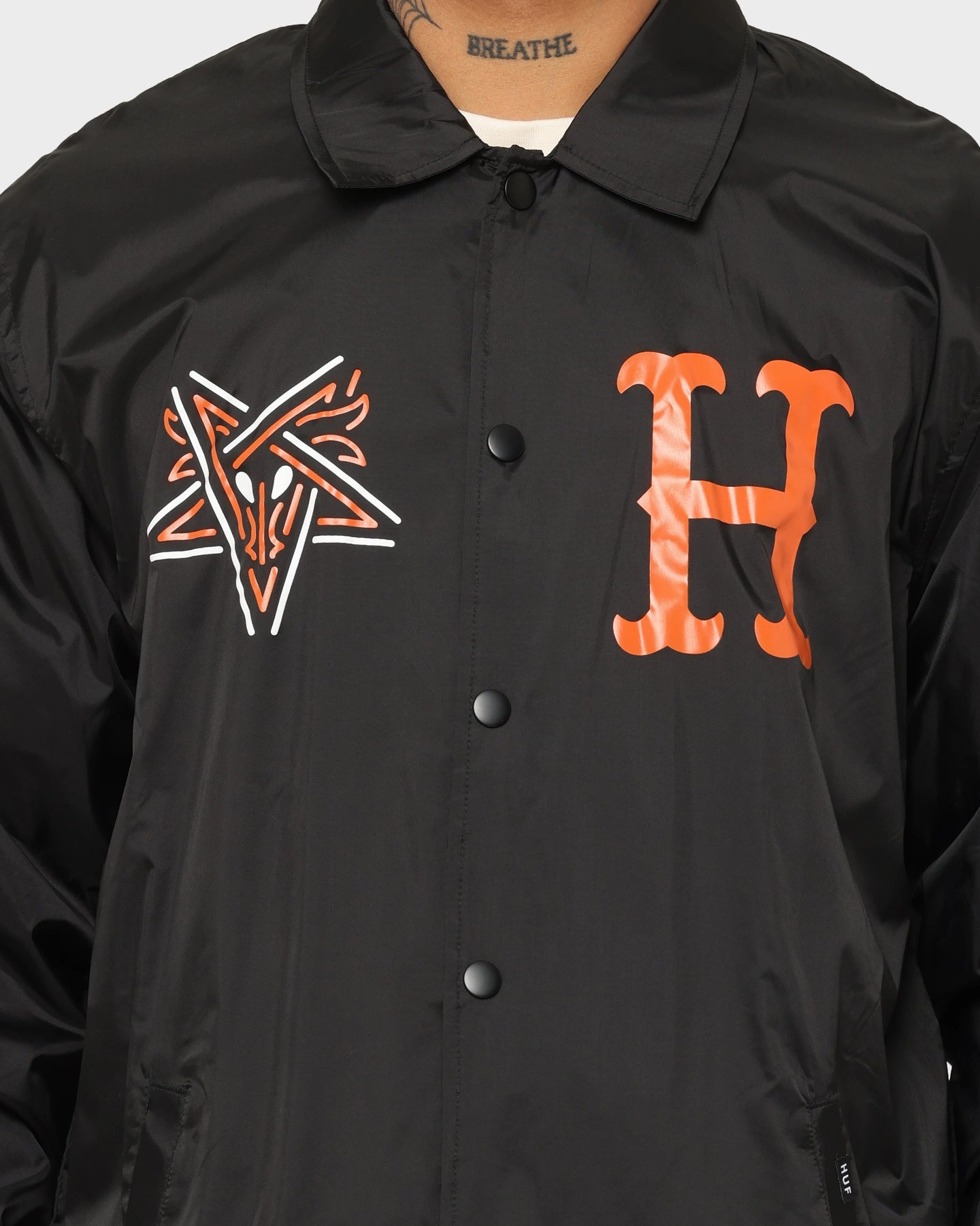 HUF X Thrasher Split Coaches Jacket Black Sense Breathable Material