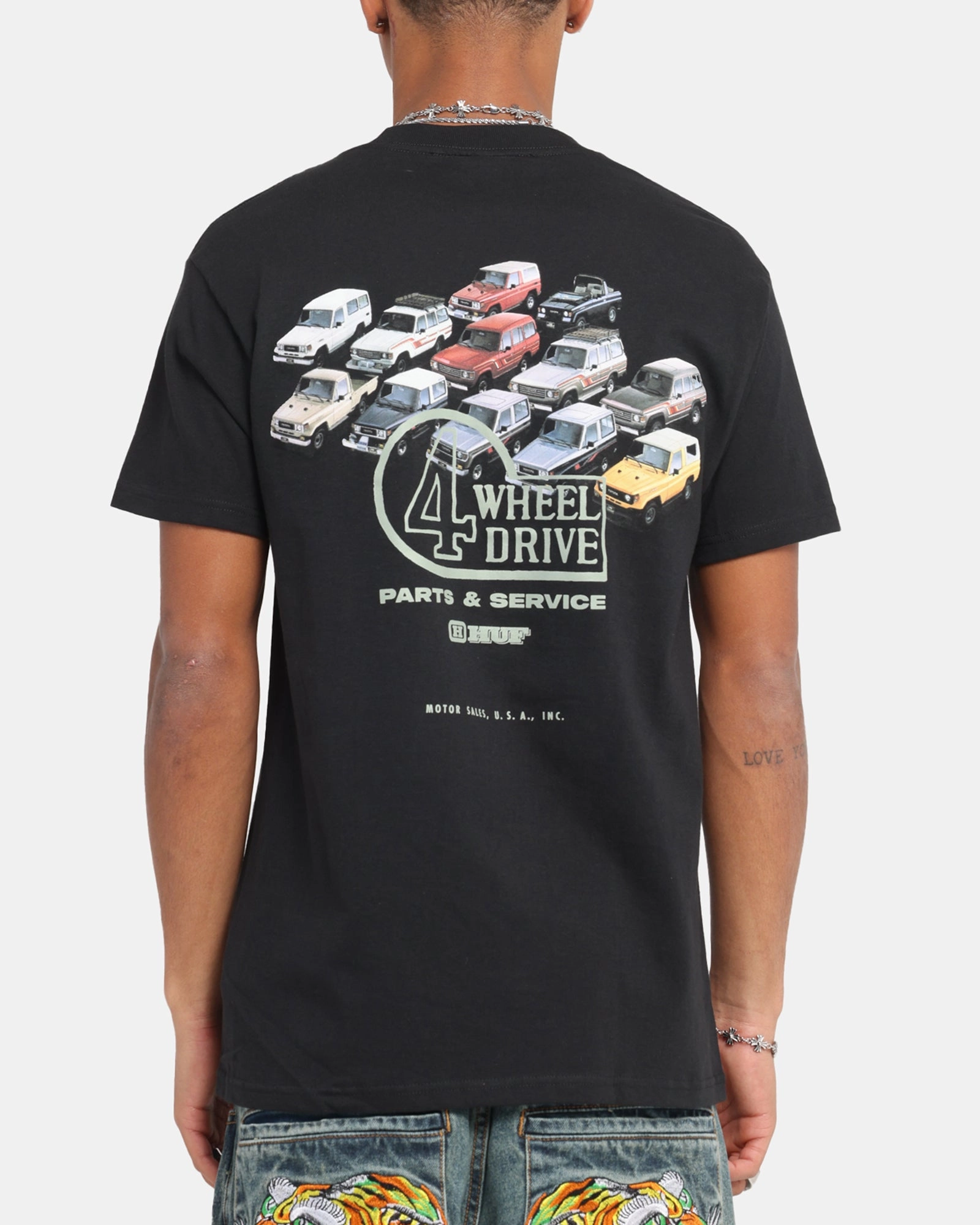 Outdoor Sports Daily Trend Huf X Toyota Timeline T-Shirt Black/White