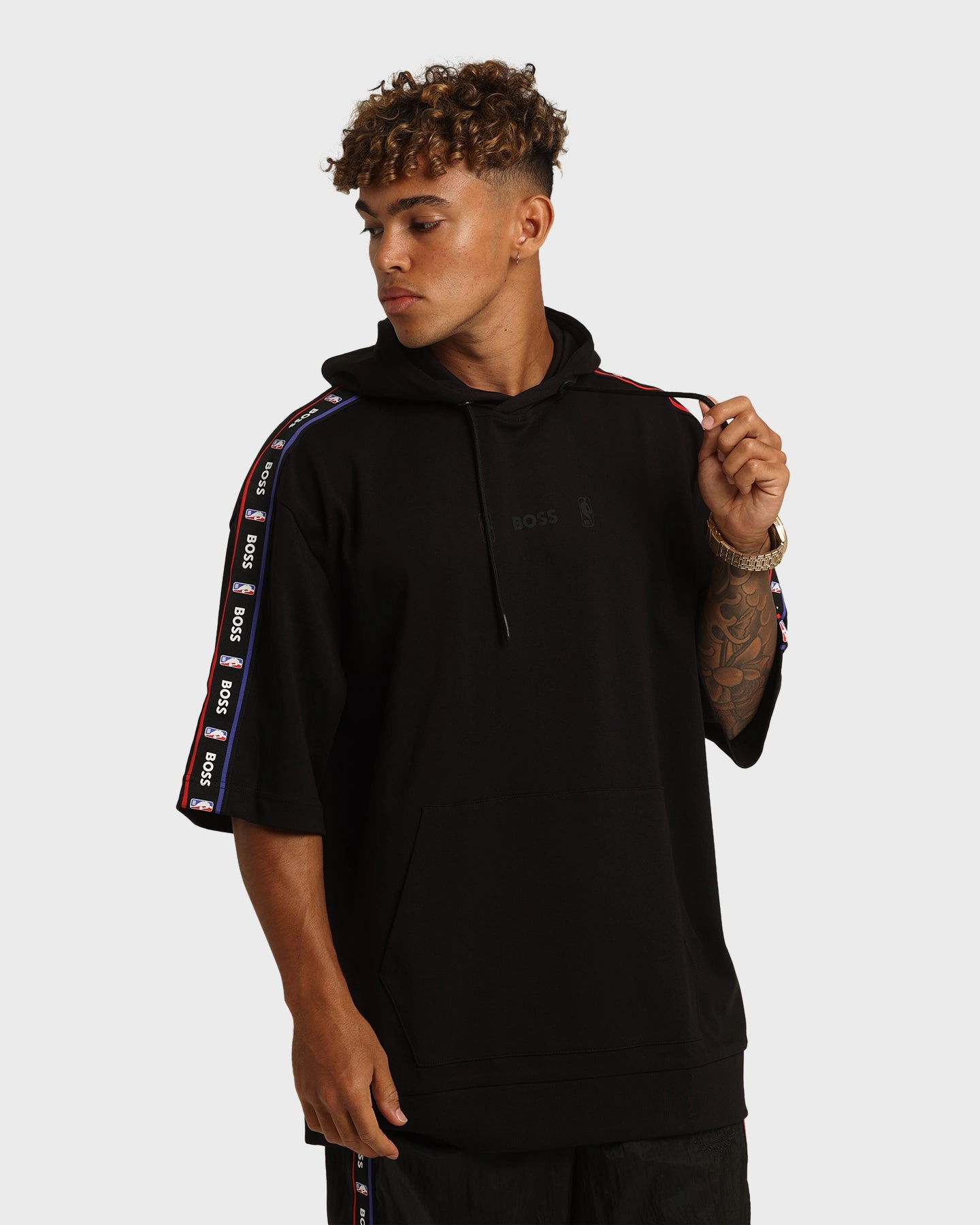 cruelty - free Hugo Boss Hugo Boss X NBA Modern Short Sleeve Hoodie Black