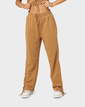 EN ES Women's Mason Lace Up Track Pants Tan Quick Drying Urban Utility