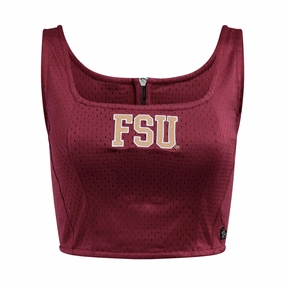 Hype & Vice Women's FSU Jersey Corset - Garnet Fade Resistant Dye Layered Mesh