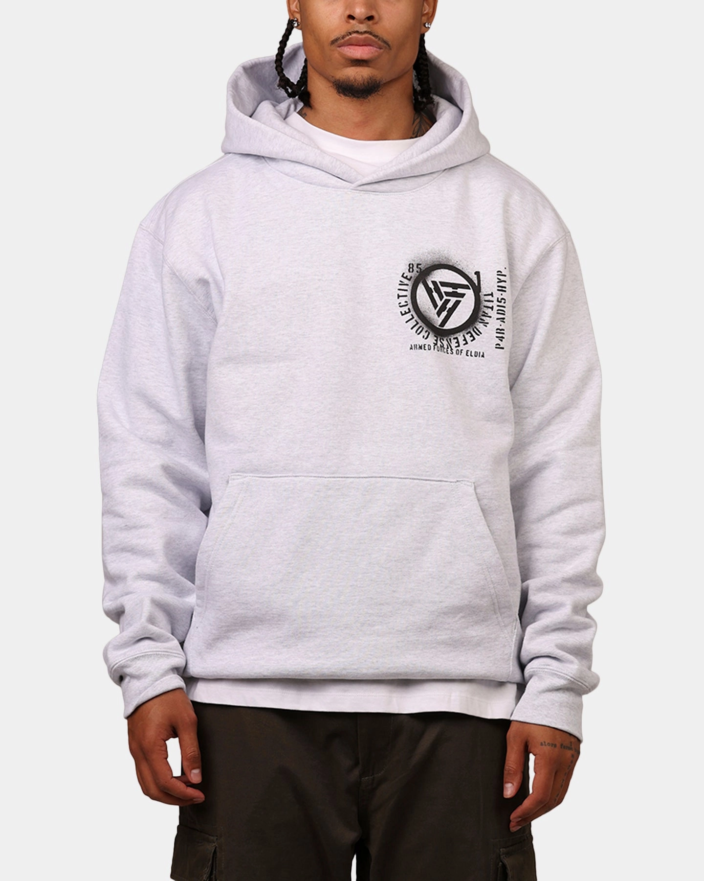 Hypland X Attack On Titan Eldia Hoodie Cement Office Look clean design