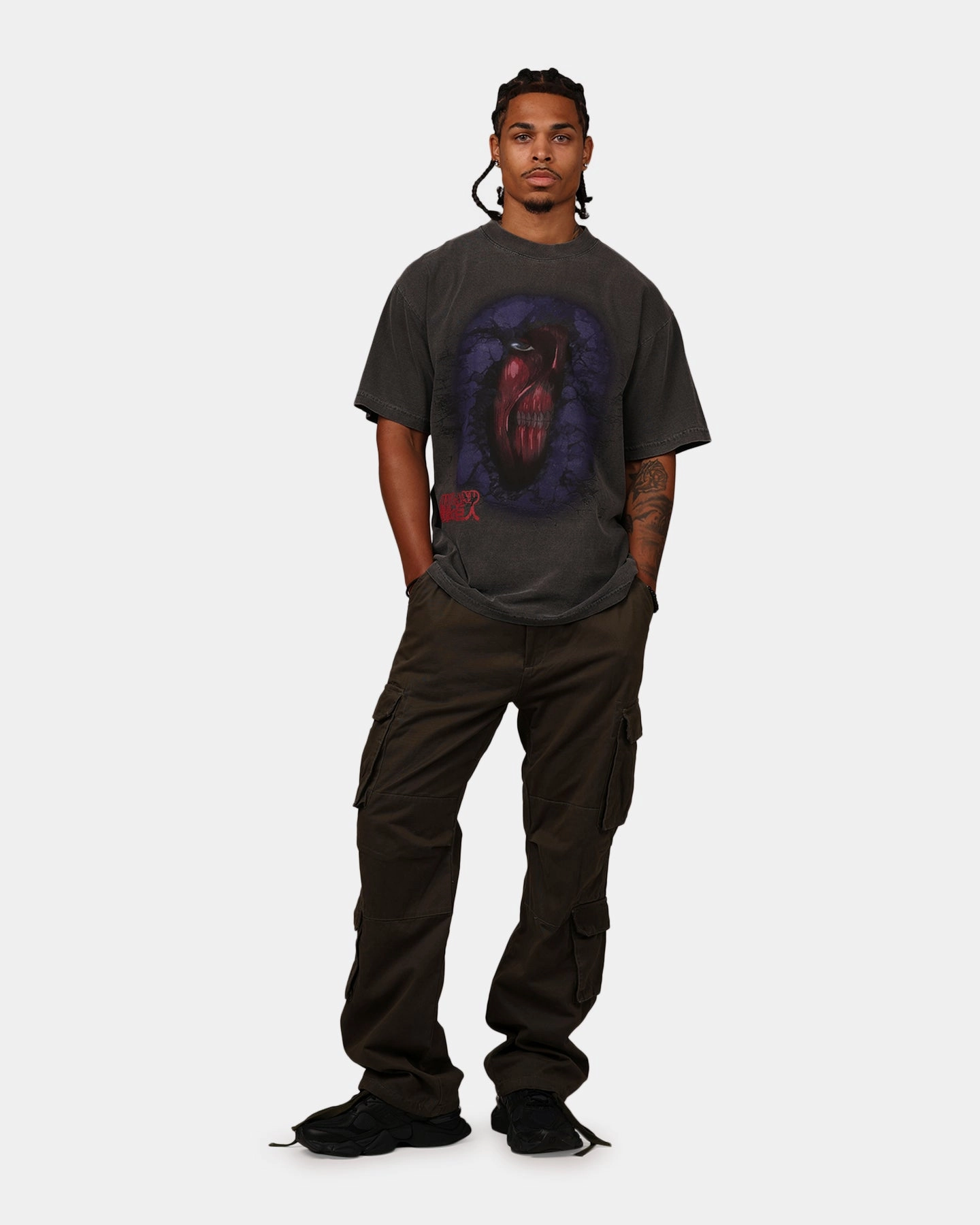 Hypland X Attack On Titan Hidden Titan T-Shirt Vintage Black Easy Layering Modern Style