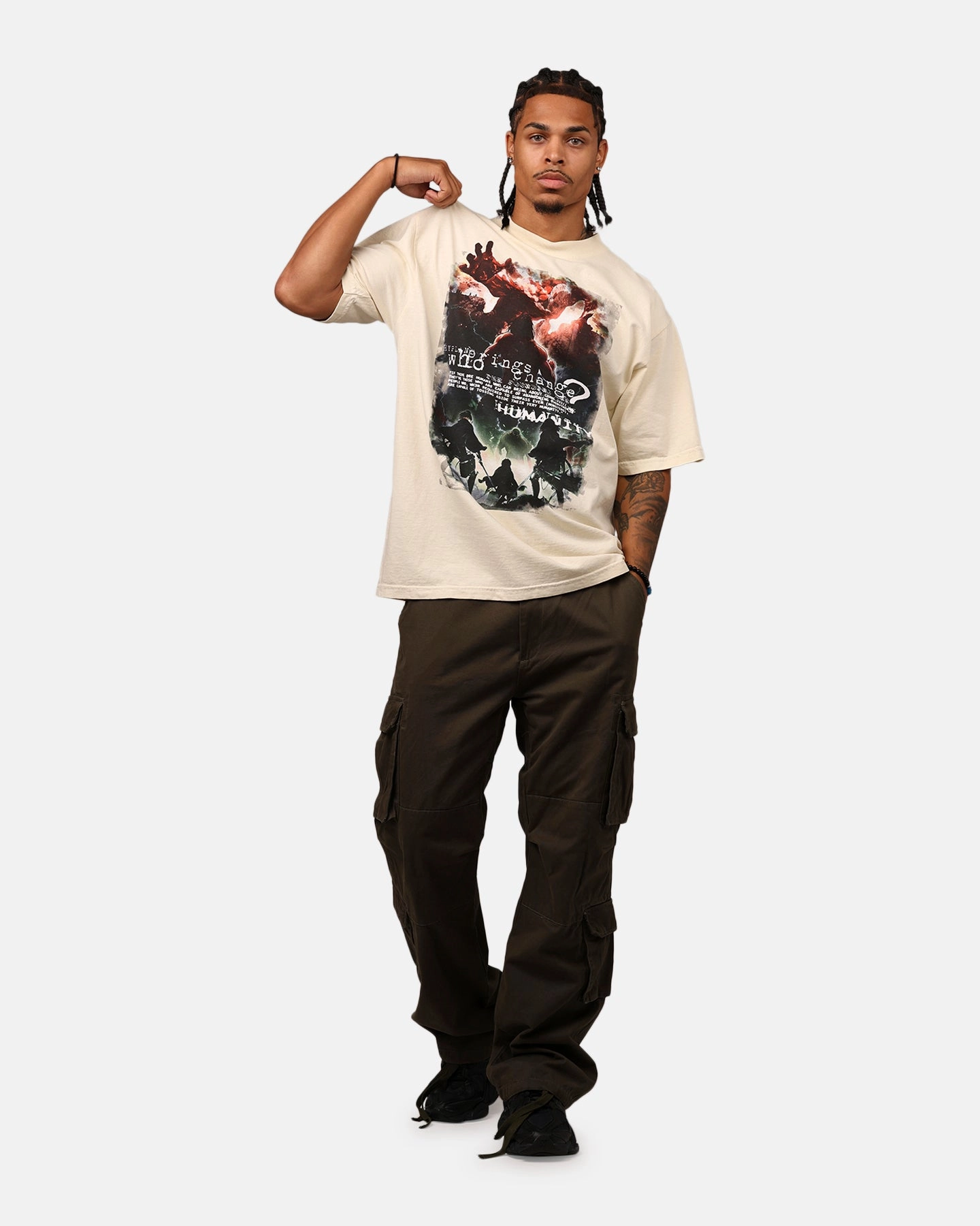 Fresh and Cool Casual Layer Hypland X Attack On Titan Killers T-Shirt Cream