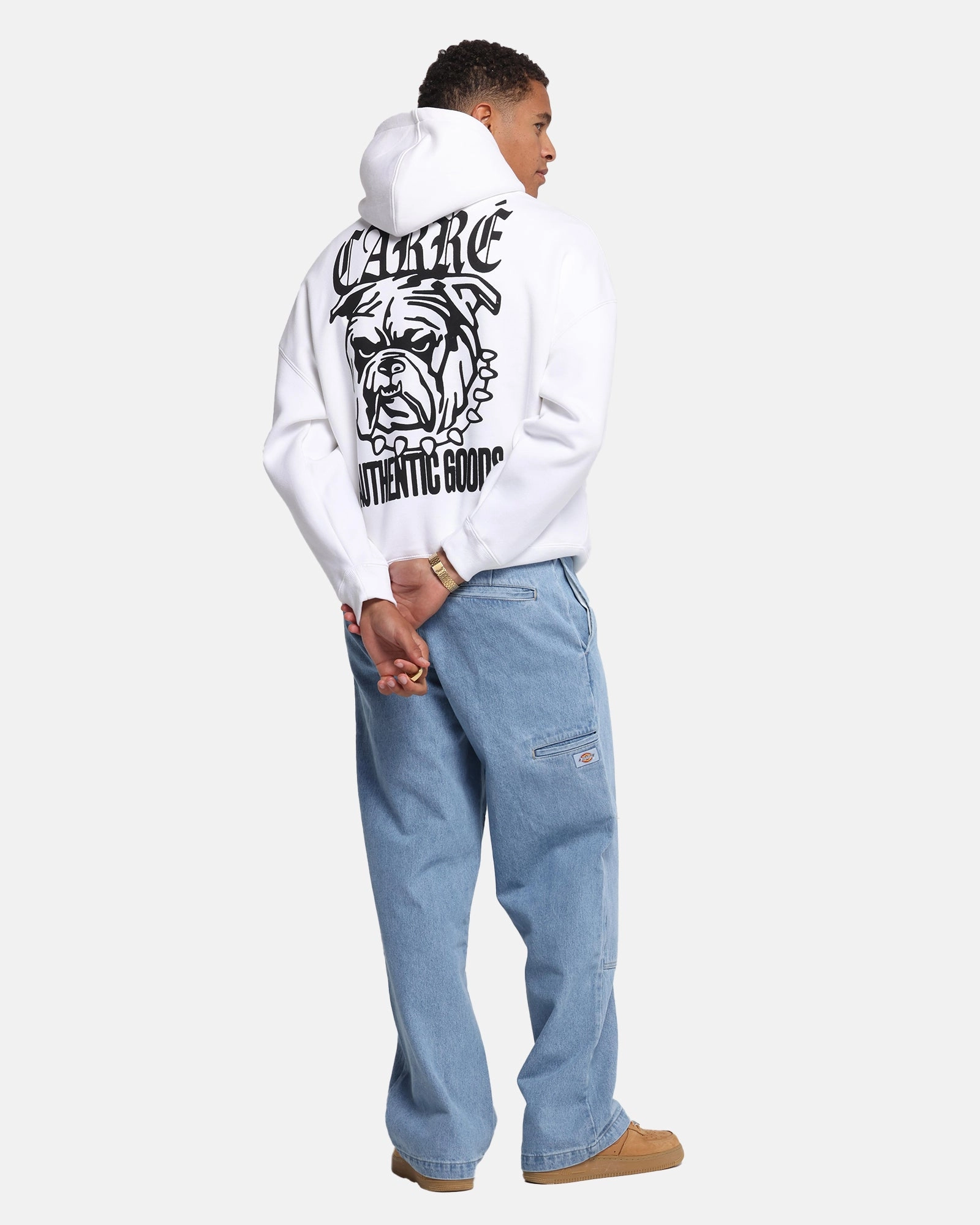 Carre Bulldog Hoodie White Contrast Binding Reinforced Seams