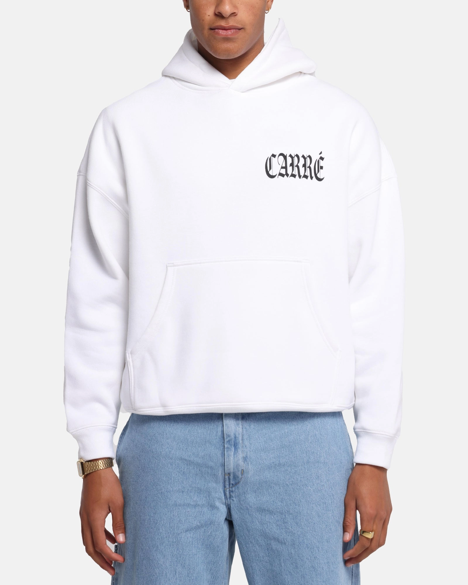 Comfort Focused Design Carre Bulldog Hoodie White