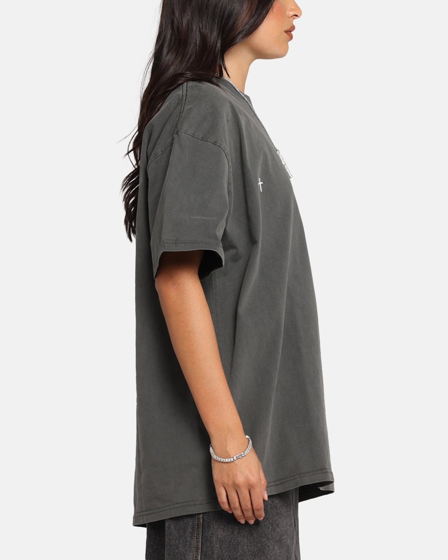 Versatile Layer Casual Statement Saint Morta Candle Lit Boxy T-Shirt Black Wash