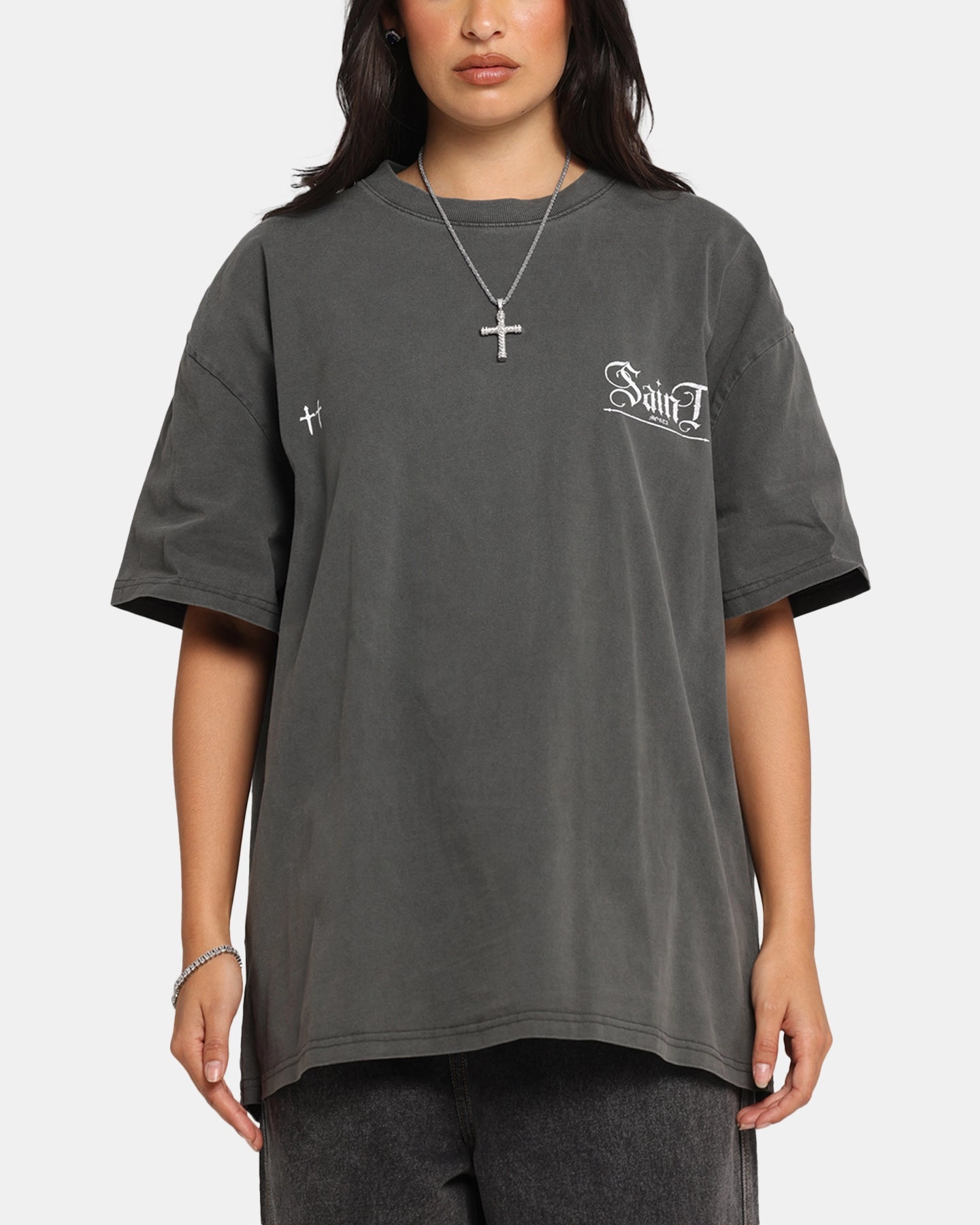 Saint Morta Candle Lit Boxy T-Shirt Black Wash Street Style