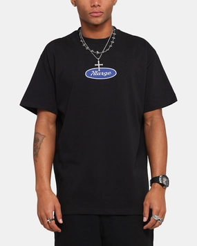 X-Large Oval Script T-Shirt Black Sun Protection City Outfit