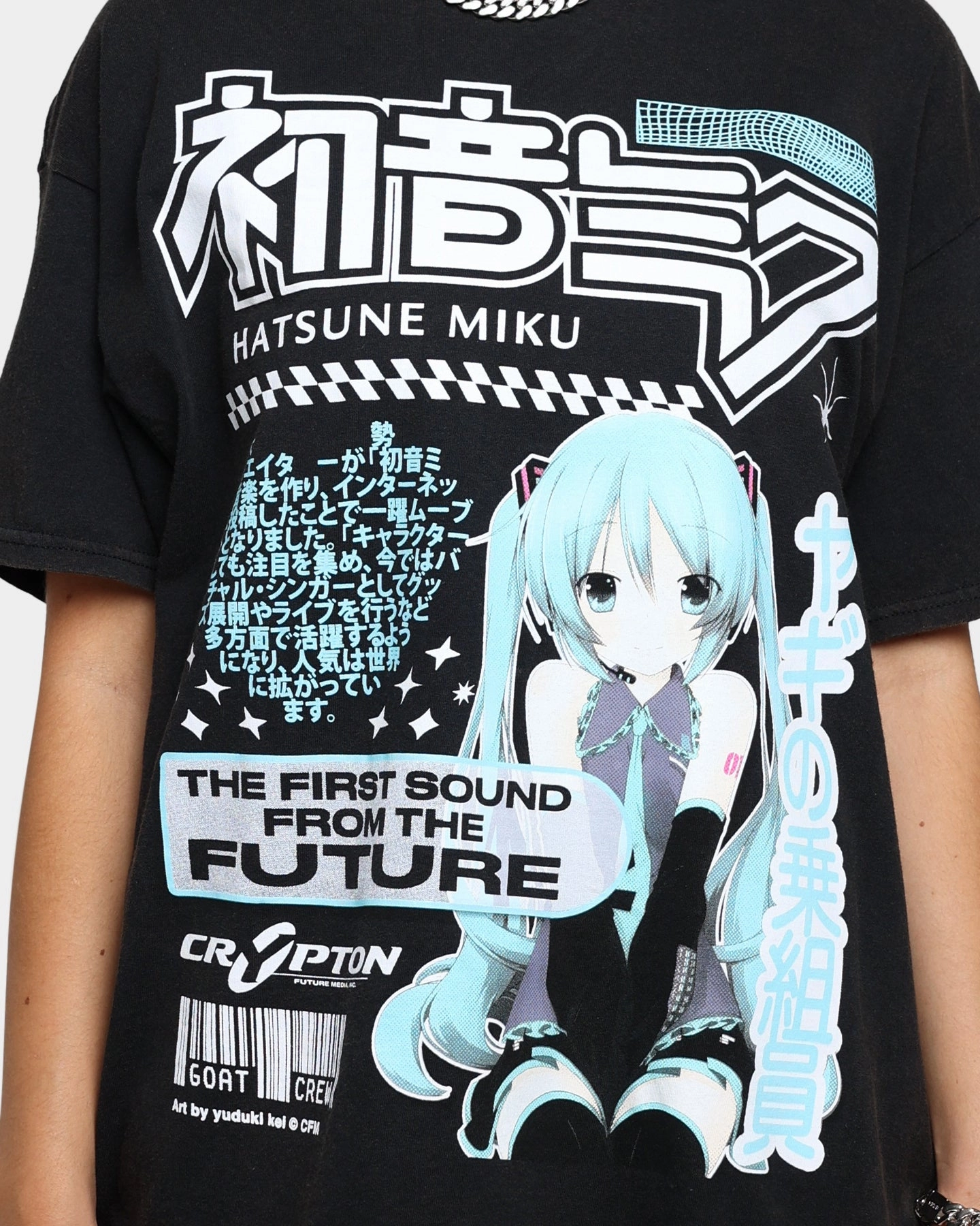 Goat Crew X Hatsune Miku Future Sound Vintage T-Shirt Washed Black Flattering Fit Non Shrink Material