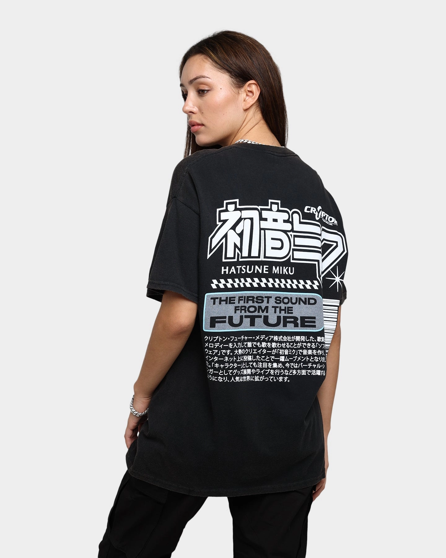 Goat Crew X Hatsune Miku Future Sound Vintage T-Shirt Washed Black Self Fabric Tape