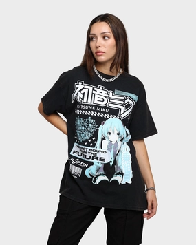 Perfect for Any Outfit Airflow Ventilation System Goat Crew X Hatsune Miku Future Sound Vintage T-Shirt Washed Black