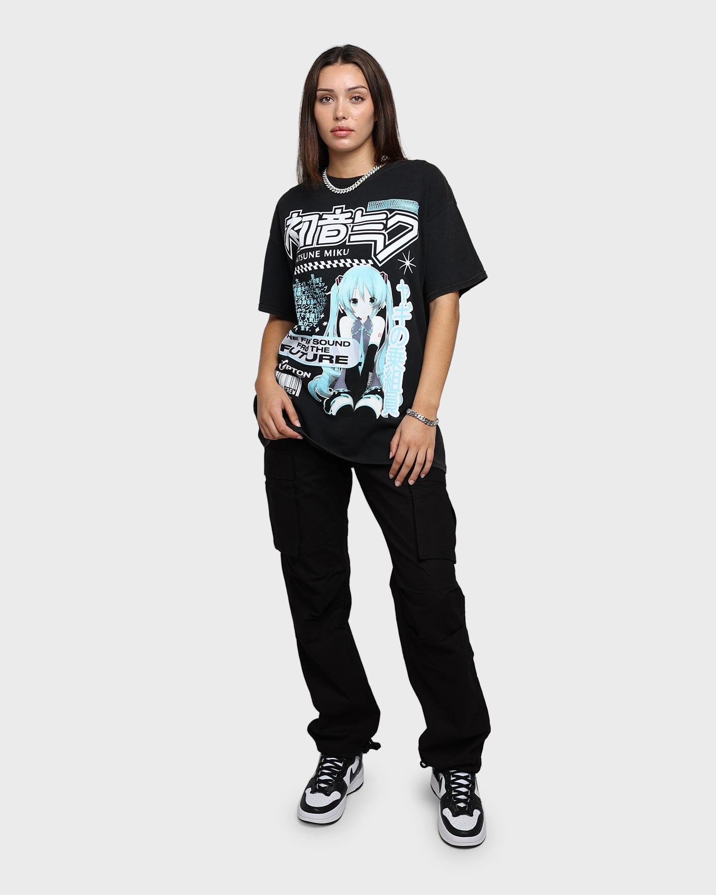 Goat Crew X Hatsune Miku Future Sound Vintage T-Shirt Washed Black Lint Resistant Surface Street Ready