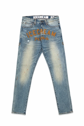 Wrinkle Free Fabric RipstopFabric Icecream Faded Jeans