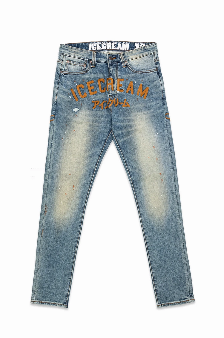 Wrinkle Free Fabric RipstopFabric Icecream Faded Jeans
