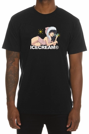 Icecream Fur Coat SS Tee Informal charm Ribbed Collar Trim