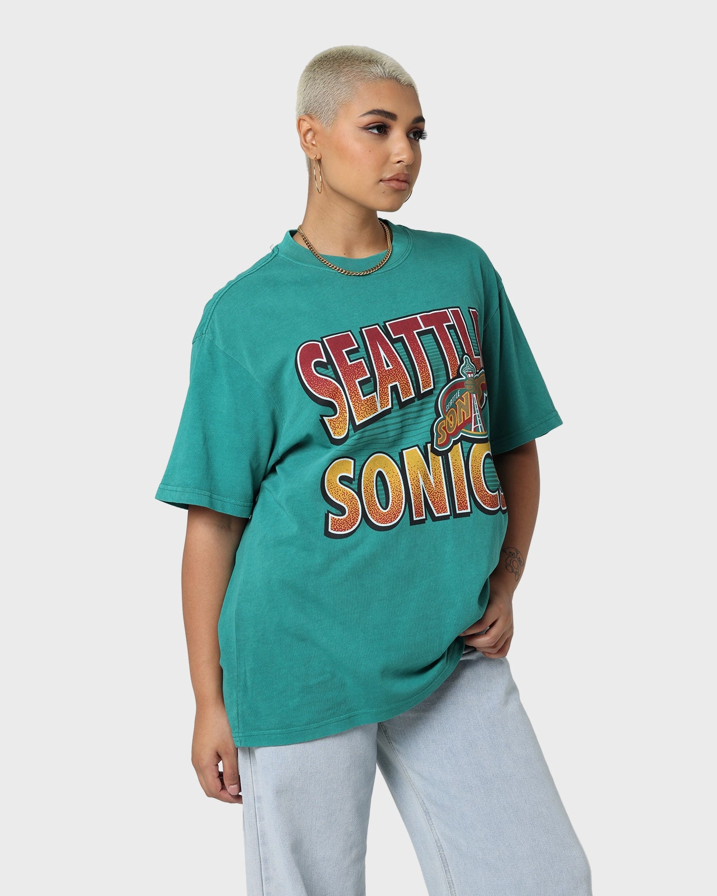 Smart Layer Essential Fashion Mitchell & Ness Seattle Sonics Incline Stack Vintage T-Shirt Faded Green