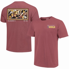 Cozy Vibe Image One Comfort Colors Garnet & Gold Mural Design Short Sleeve T-shirt - Brick