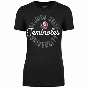 Textured Surface Image One Women's Florida State University Seminoles/Seminole Logo Short Sleeve T-shirt - Black