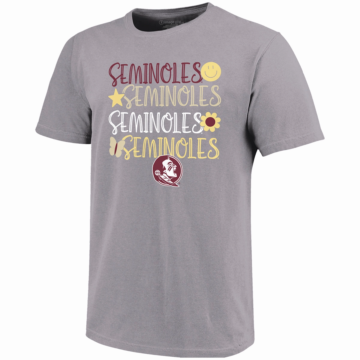 Rayon blend Image One Youth Girl's Repeat Seminoles Design Short Sleeve T-shirt - Grey