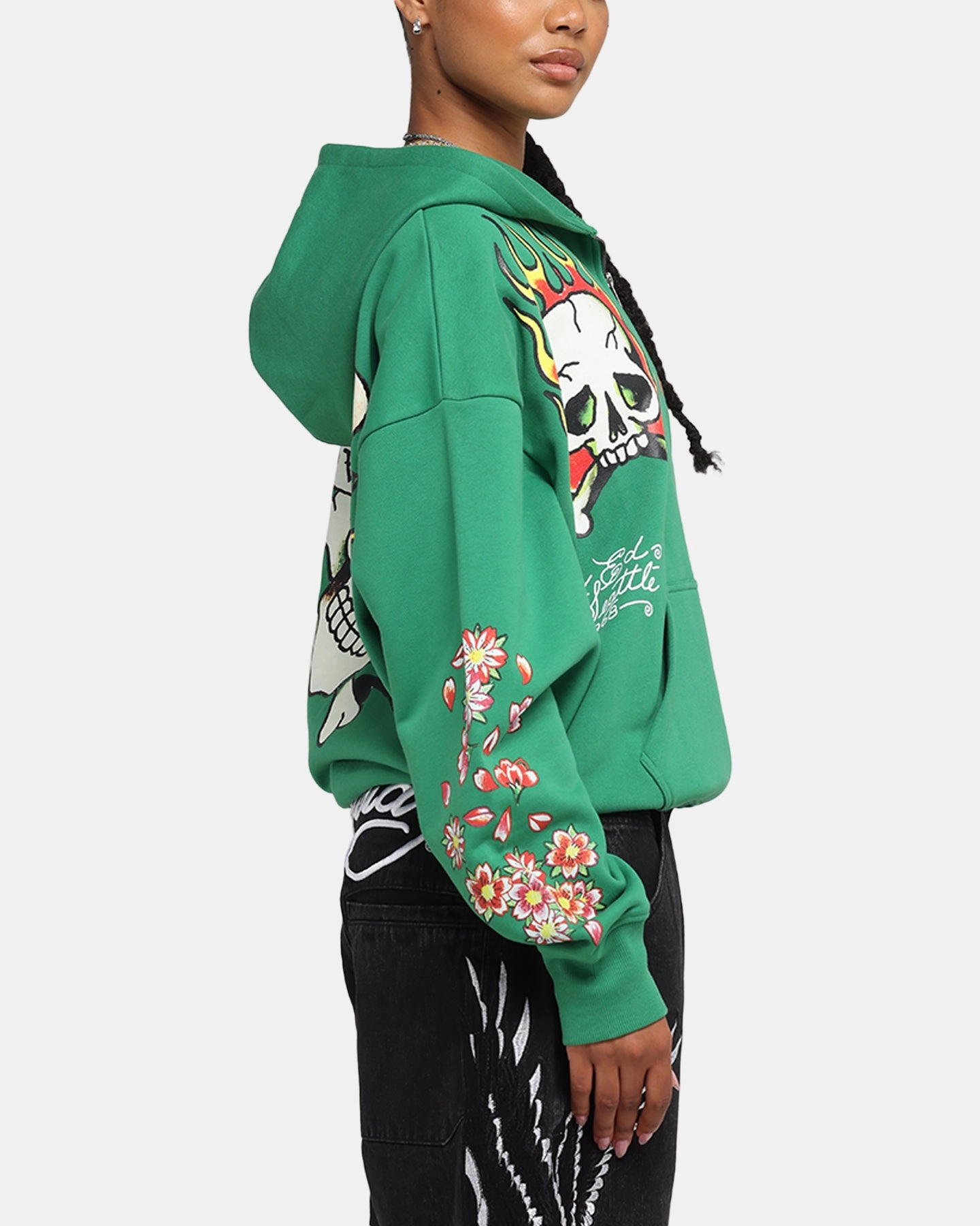 snap closure Gift Ed Hardy Love Kills Slowly Zip Hoodie Green