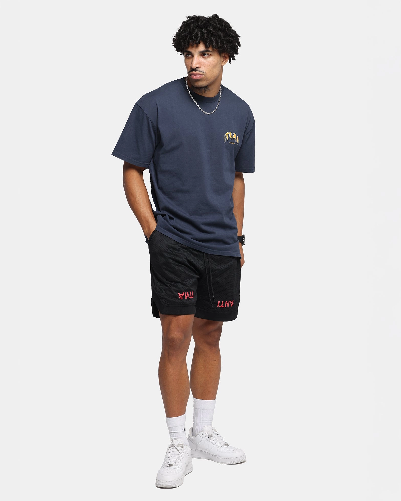 Classic Layer Soft Brushed Finish The Anti Order Anti Collegate Boxy T-Shirt Navy