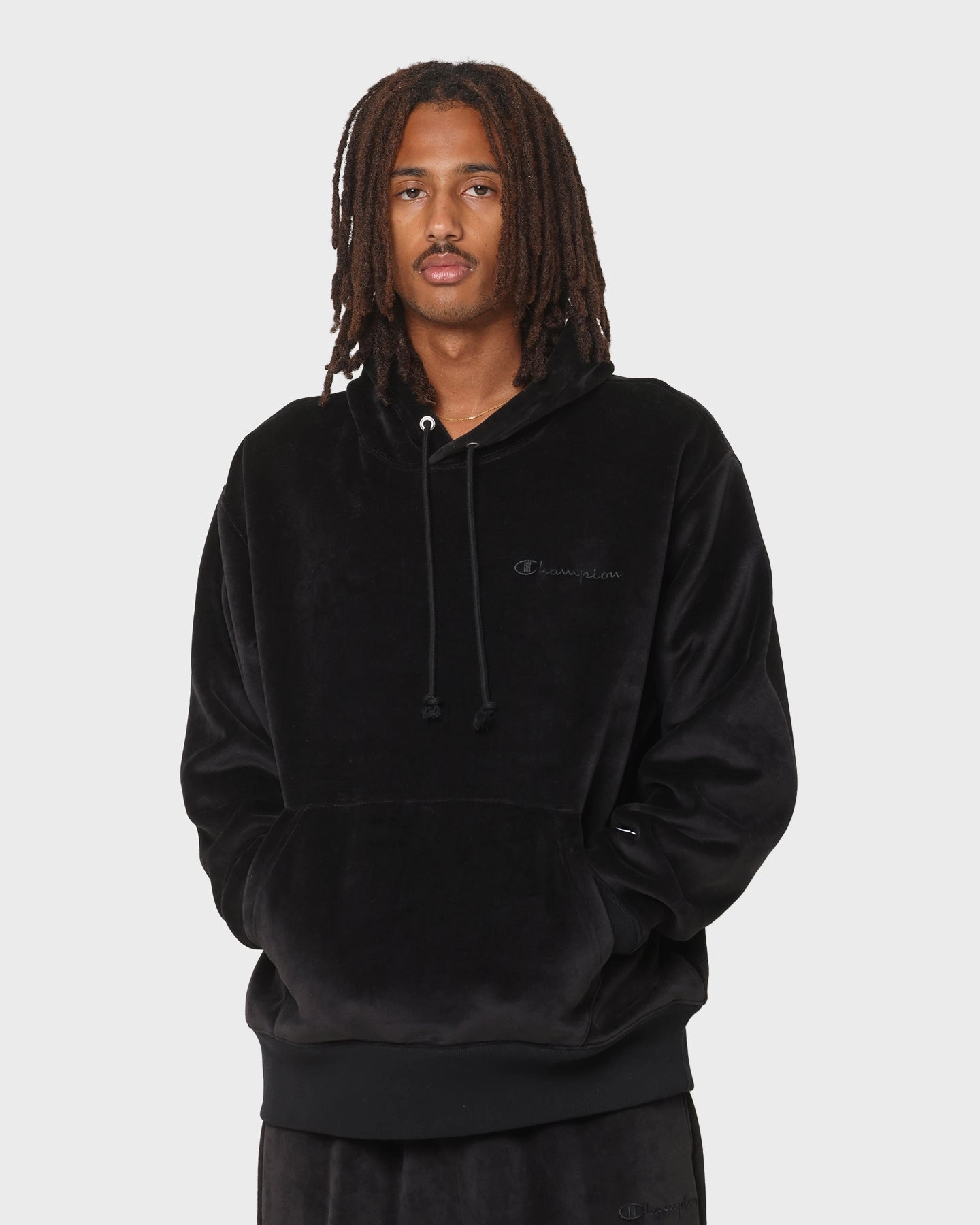 Lightweight Fill Champion RB Velour Hoodie Black