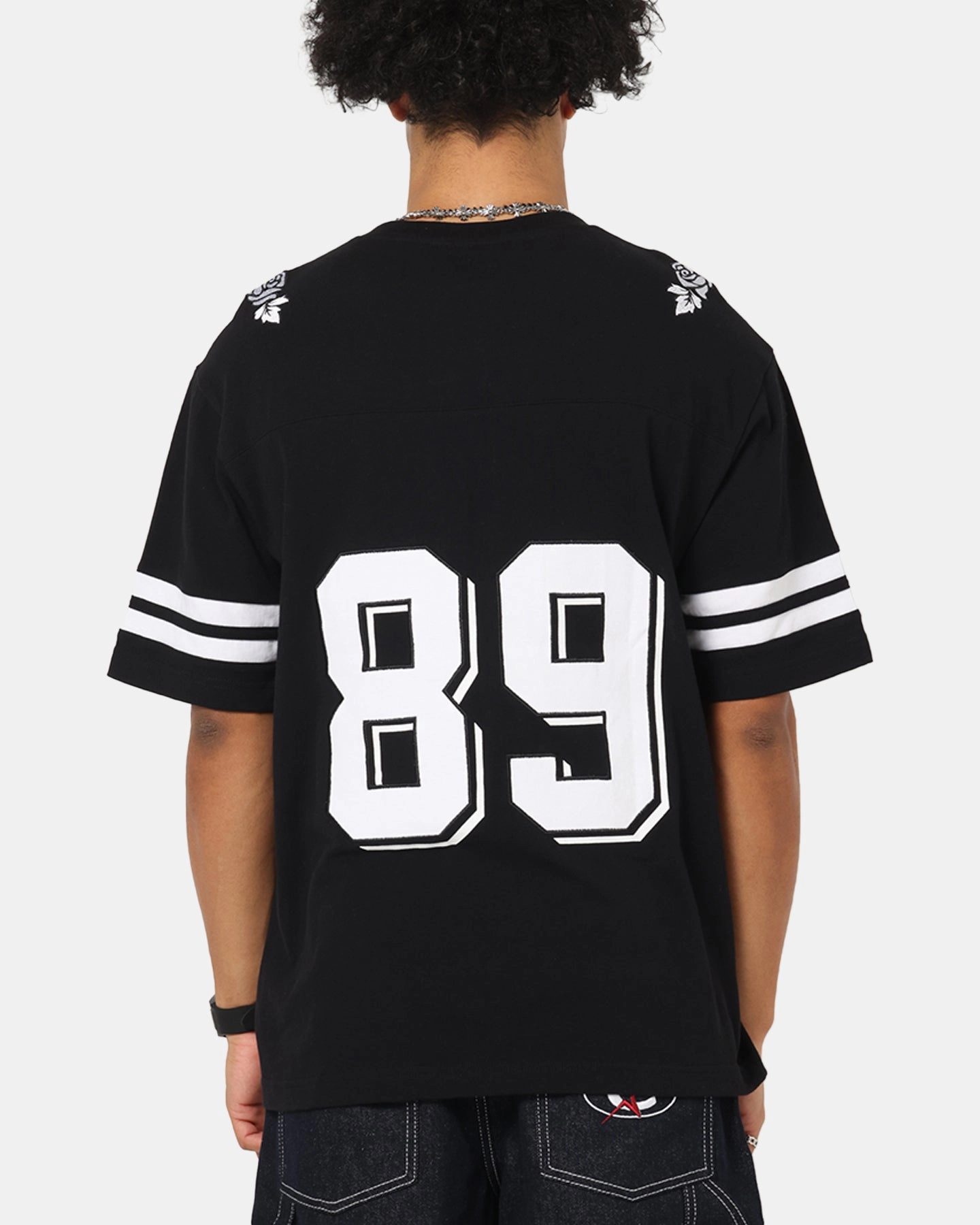 Simple and Chic Carre Rose Bowl Football T-Shirt Black/White