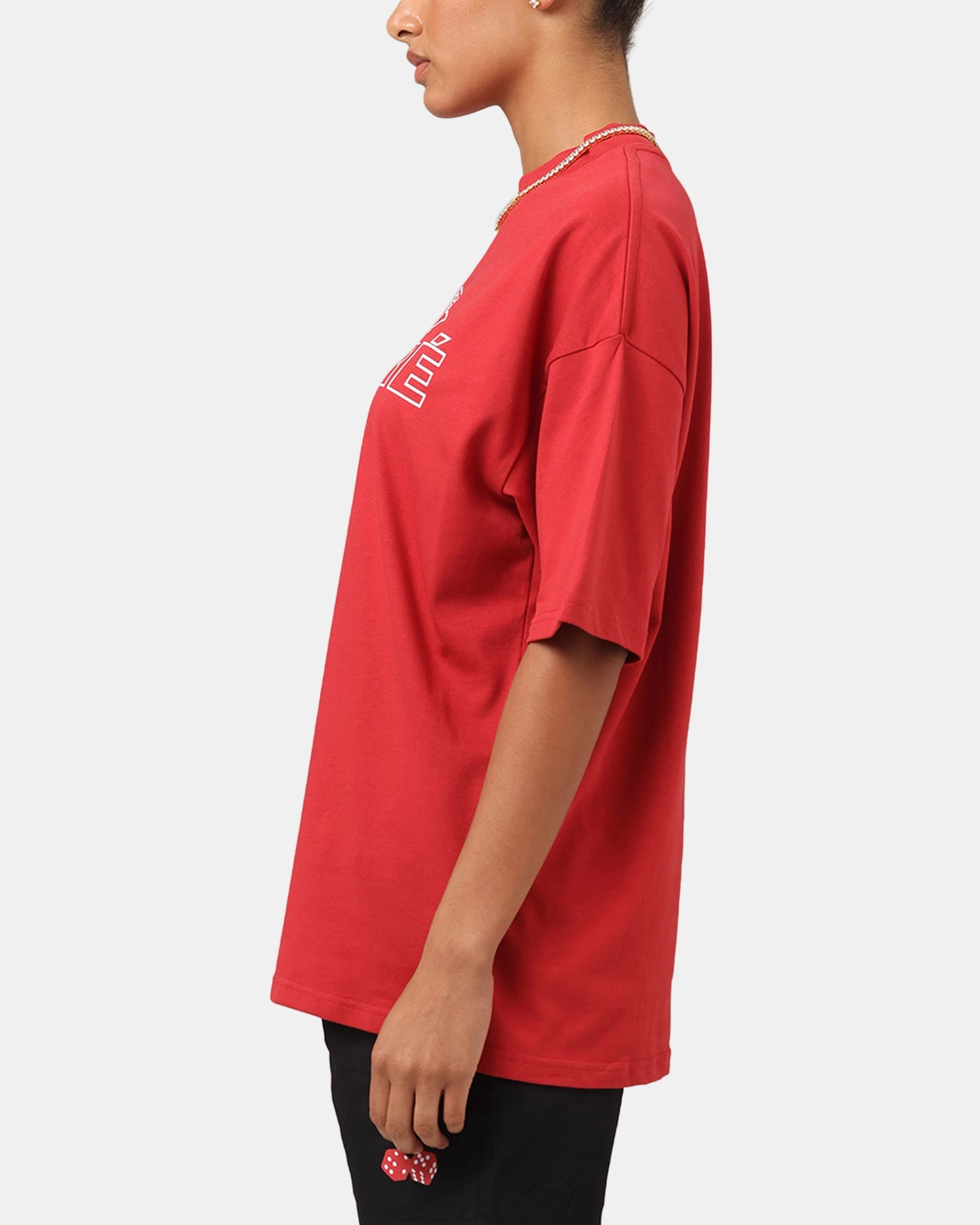 Carre Rosebud Mock Neck T-Shirt Red Minimalist Layer UltraLightweight