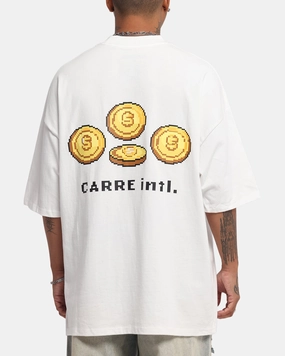 Self Fabric Tape Odor Resistant Material Carre Level Up Mock Neck T-Shirt Off White