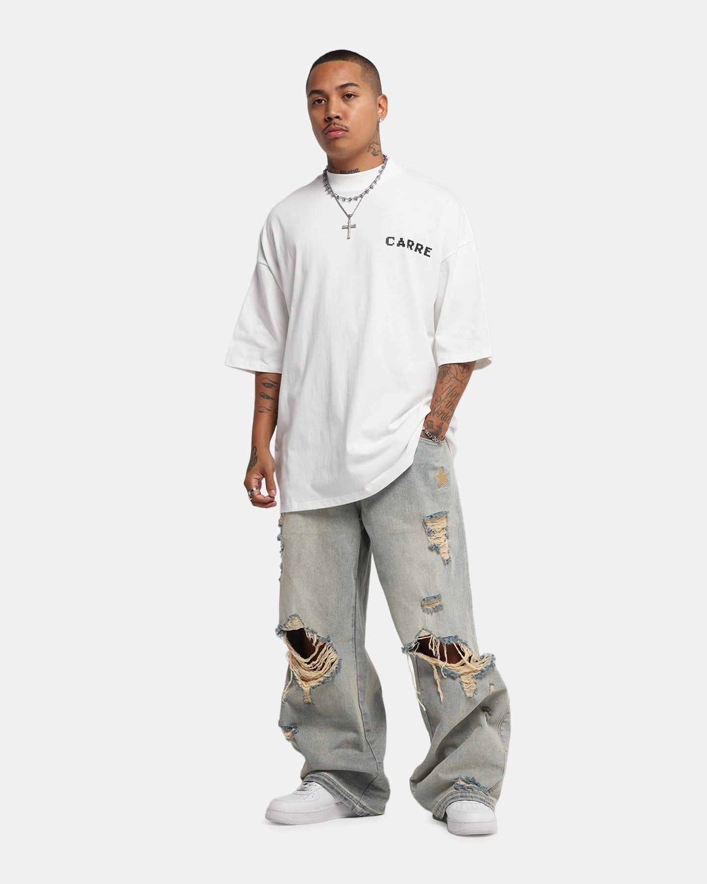 Winter Layer Longline Hemline Carre Level Up Mock Neck T-Shirt Off White