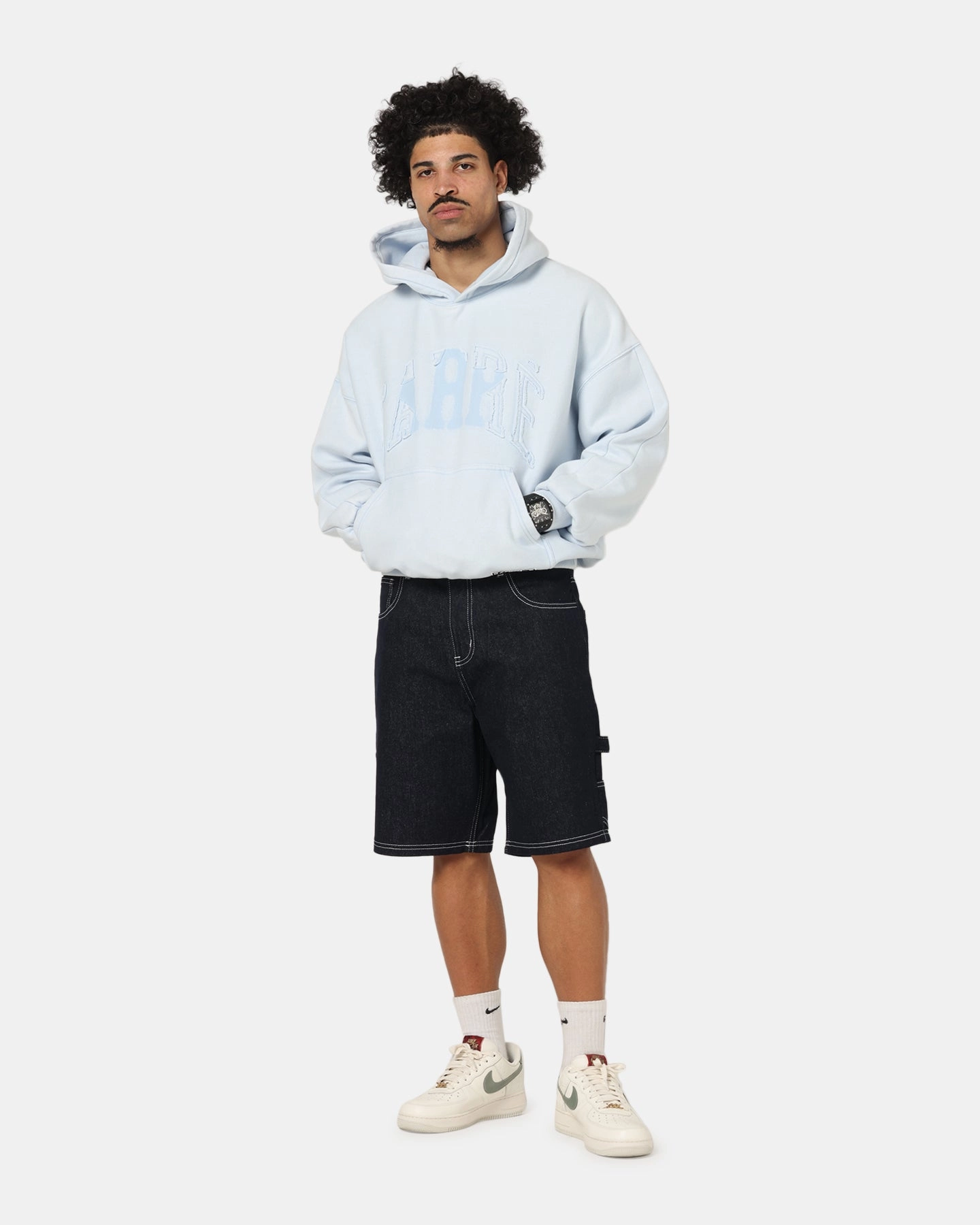 Wick Effect Anatomical Seam Placement Carre Con-Star Hoodie Baby Blue