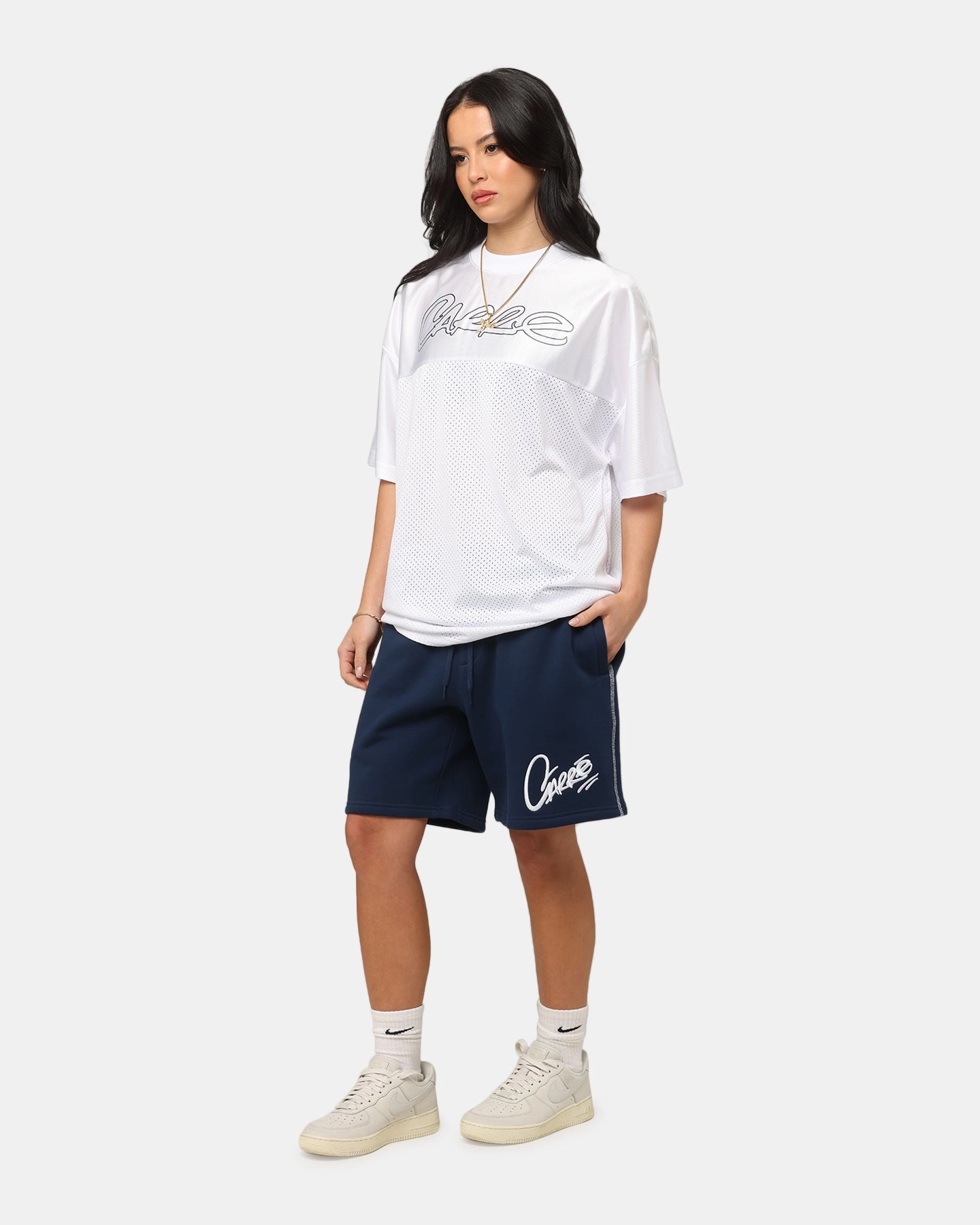 Carre Corrupt Sweat Shorts Navy prom night two piece outfit