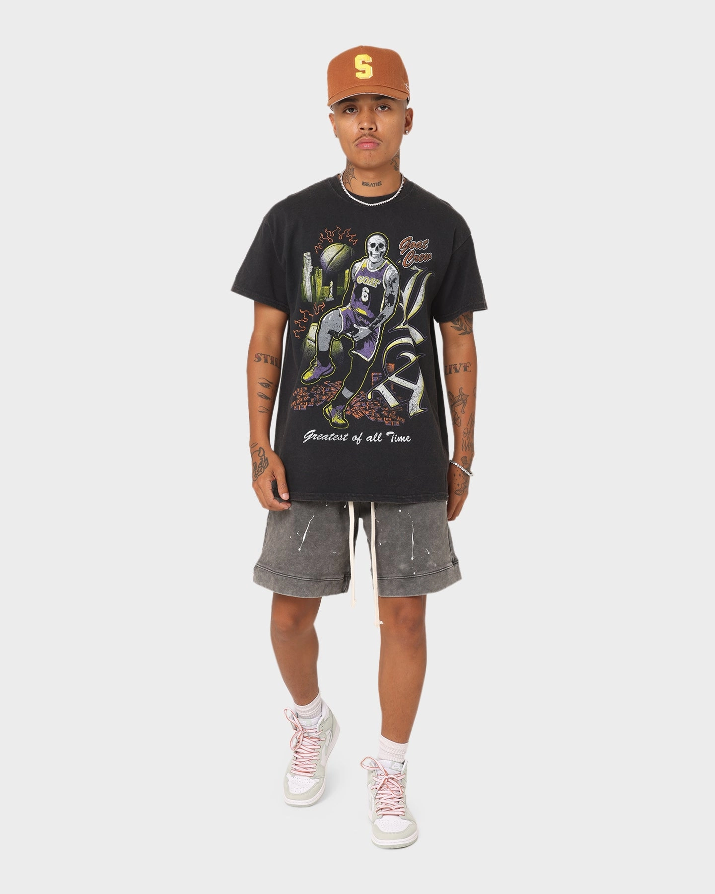 Goat Crew Big LA Baller Vintage T-Shirt Washed Black HighThreadCount