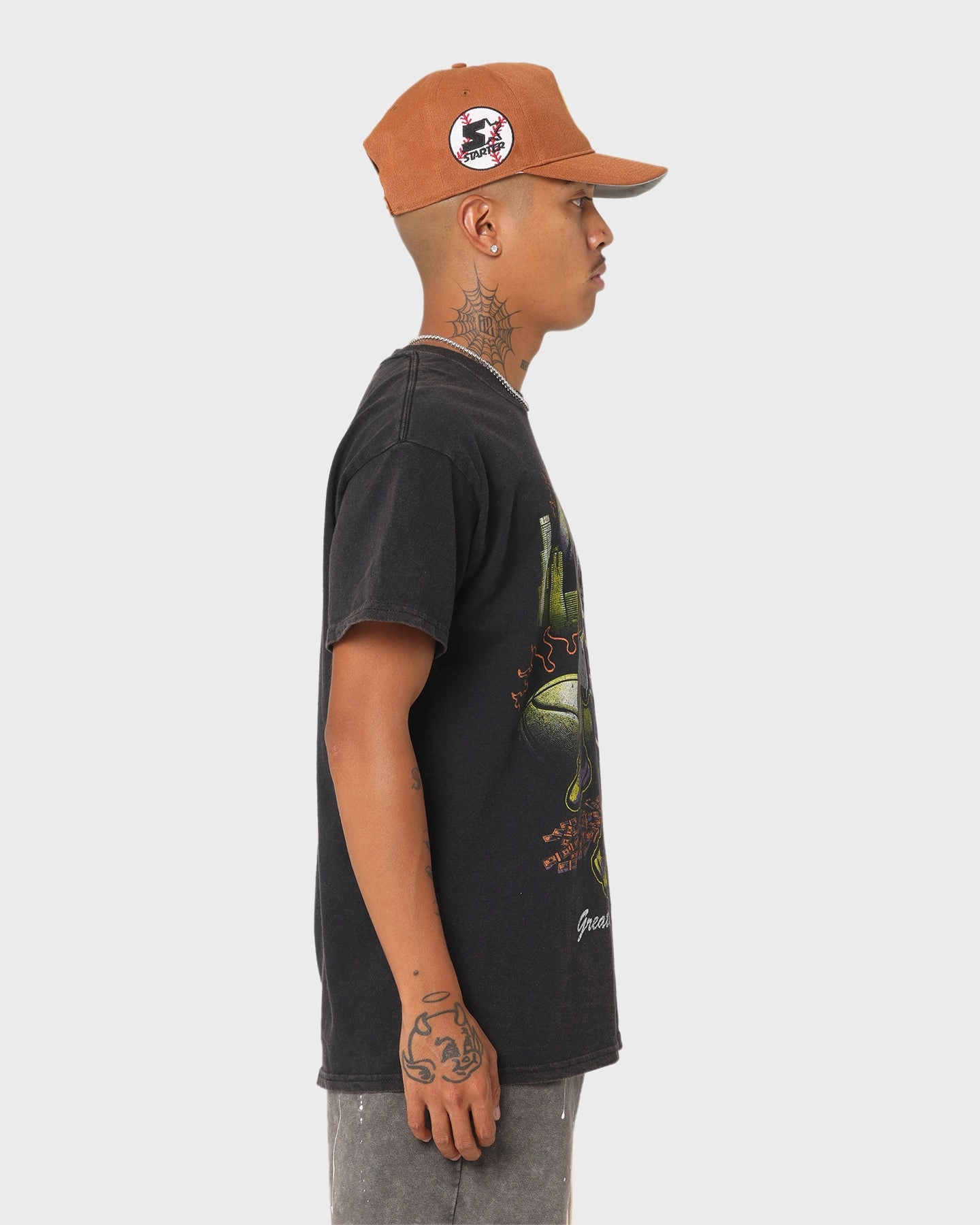 Travel Essential Comfortable Fit Wear Goat Crew Big LA Baller Vintage T-Shirt Washed Black