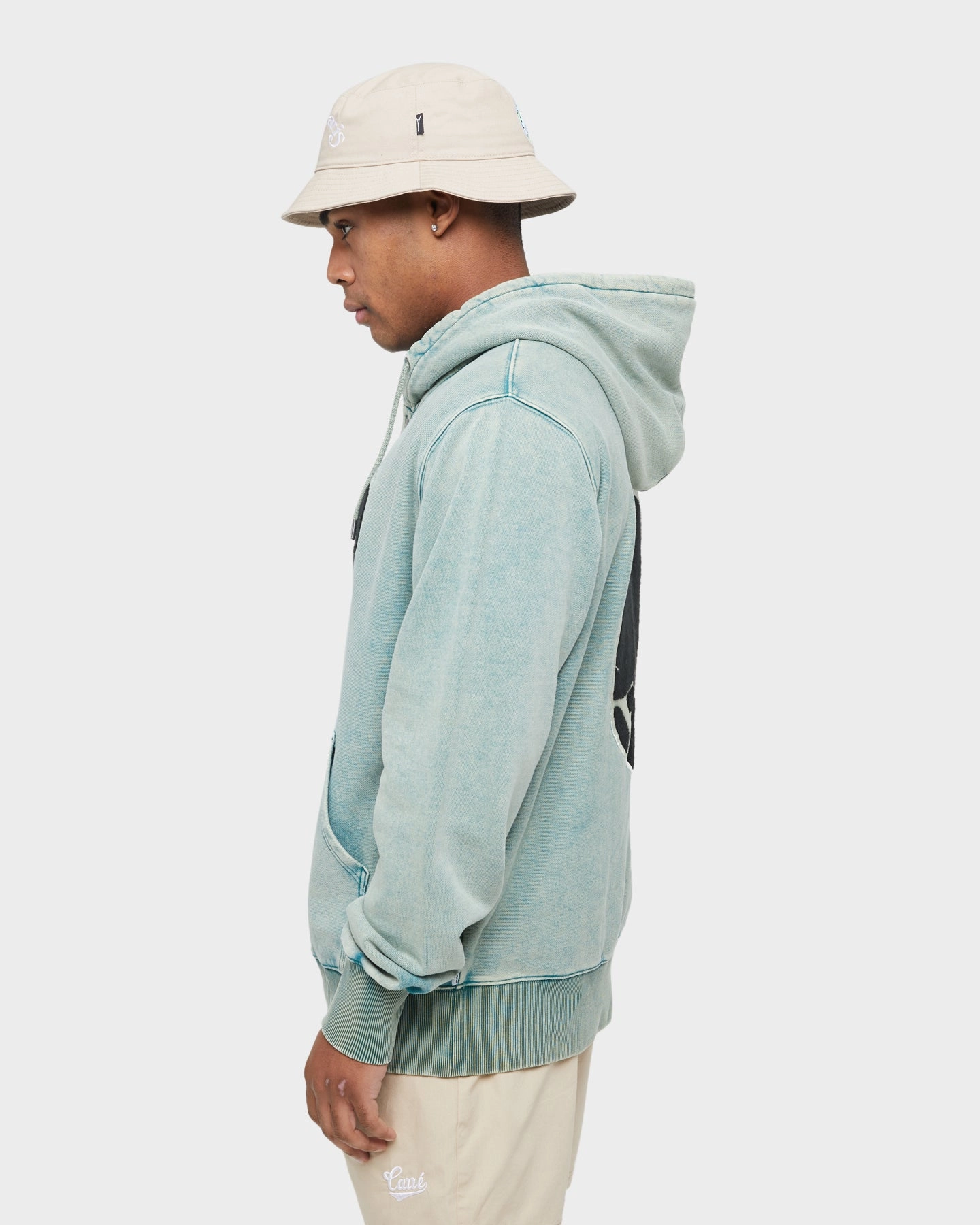 fireplace Carre Peace Button Up Hoodie Washed Green