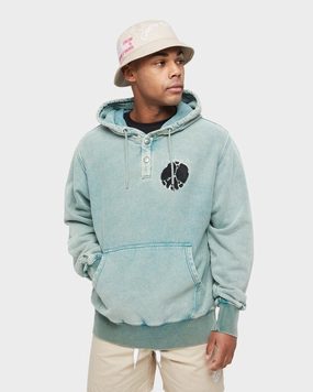 Carre Peace Button Up Hoodie Washed Green Anti-pilling